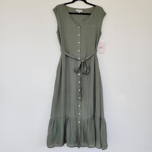 Nanette Lepore | NWT Sleeveless Button Up Midi Dress Sage Size 10